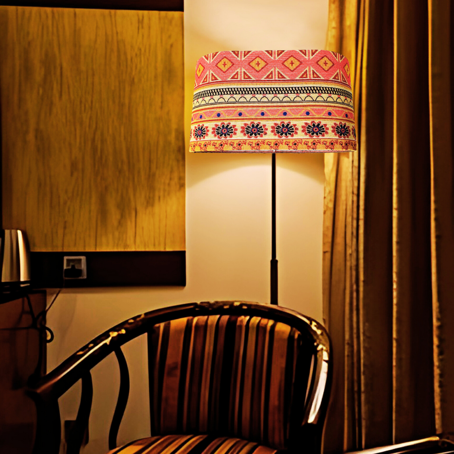 CD143- H 8.6" X L 16" X W9"; Oval Lamp Shade; Handmade Lamp Shades, Lamp shade for table lamp; Vintage Lamp Shade; Fabric lamp Shade.
