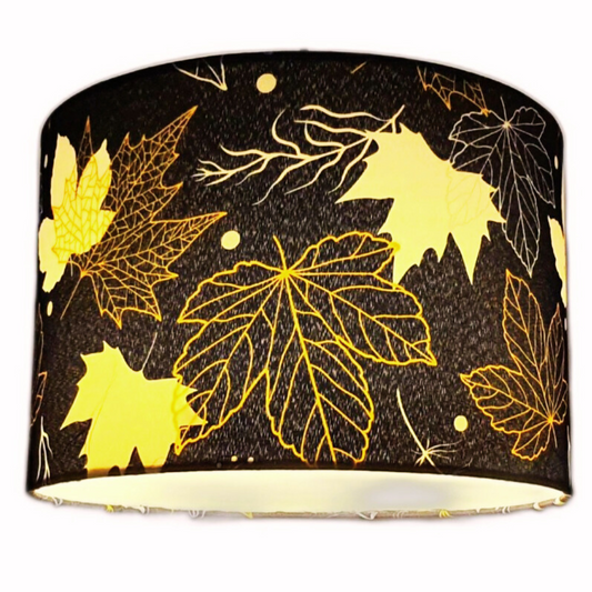 CD168- Handmade Lamp shade, Pendant light lamp shade, Drum style, " Maple leaves" printing