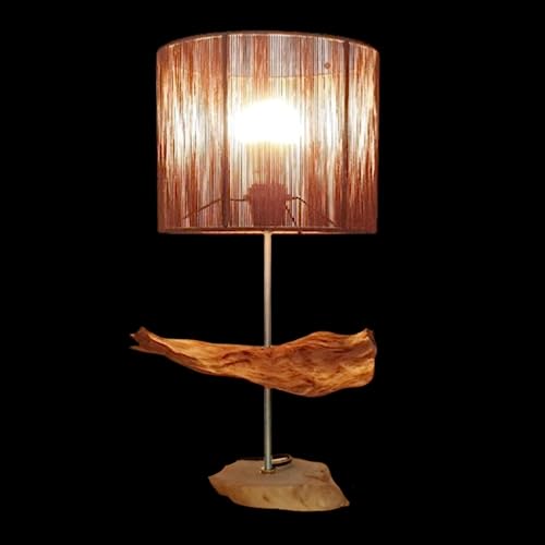 (H37) H-H Table Lamp for Nightstands, Bedside Table Lamps for Your Bedroom, Handmade Desk Lamps for Home Office Farmhouse Living Room, Vintage Unique Bedside Lamp Made of Rustic Wood for Home Decor.