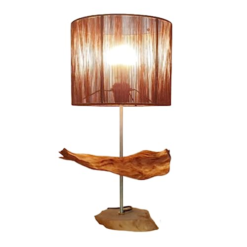 (H37) H-H Table Lamp for Nightstands, Bedside Table Lamps for Your Bedroom, Handmade Desk Lamps for Home Office Farmhouse Living Room, Vintage Unique Bedside Lamp Made of Rustic Wood for Home Decor.