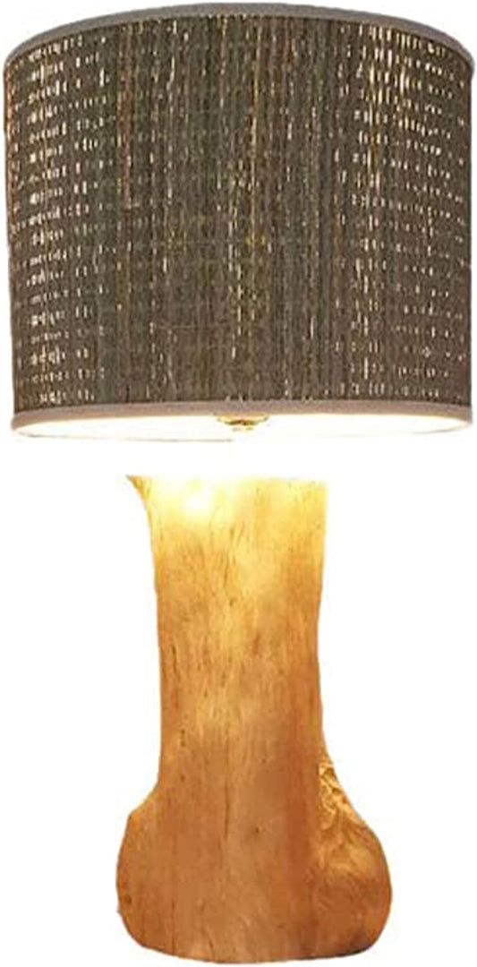 (H69) H-H Table Lamp for Nightstands, Bedside Table Lamps for Your Bedroom, Handmade Desk Lamps for Home Office Farmhouse Living Room, Vintage Unique Bedside Lamp Made of Rustic Wood for Home Decor.