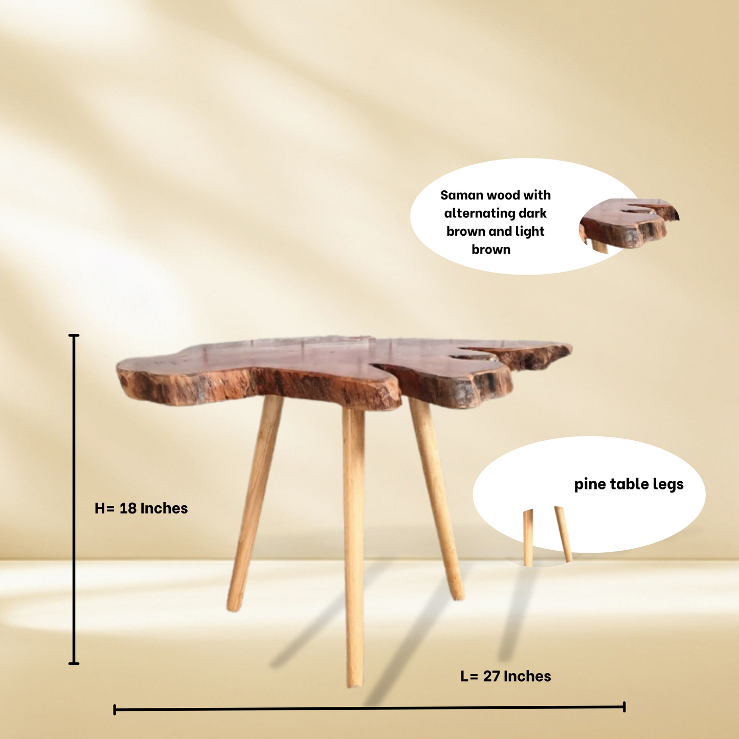 BG1; Wooden Table; Rustic wooden tab; Art coffee table; end table. Unique wood table