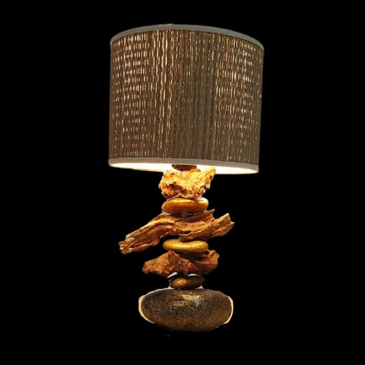 (TL50) H-H Table Lamp for Nightstands, Bedside Table Lamps for Your Bedroom, Handmade Desk Lamps for Home Office Farmhouse Living Room, Vintage Unique Bedside Lamp Made of Rustic Wood for Home Decor.