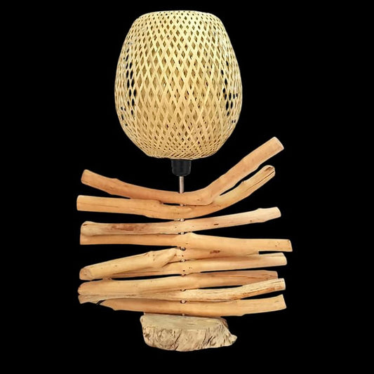 ( TL65) H-H Table Lamp for Nightstands, Bedside Table Lamps for Your Bedroom, Handmade Desk Lamps for Home Office Farmhouse Living Room, Vintage Unique Bedside Lamp Made of Rustic Wood for Home Decor.