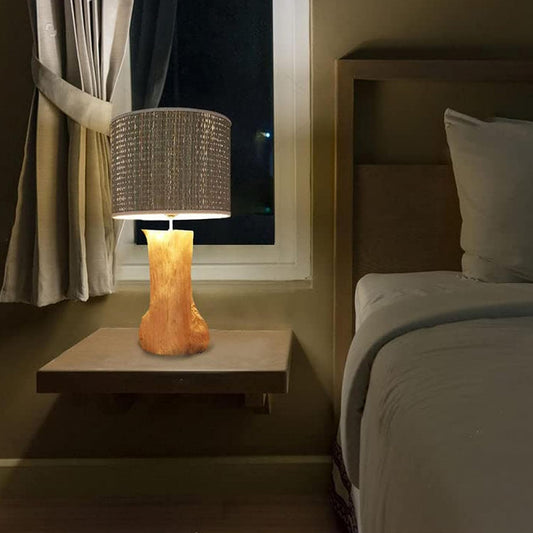 (H69) H-H Table Lamp for Nightstands, Bedside Table Lamps for Your Bedroom, Handmade Desk Lamps for Home Office Farmhouse Living Room, Vintage Unique Bedside Lamp Made of Rustic Wood for Home Decor.