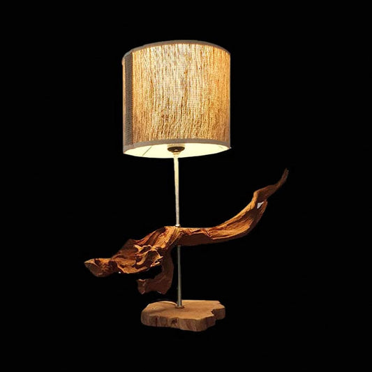 (H53) H-H Table Lamp for Nightstands, Bedside Table Lamps for Your Bedroom, Handmade Desk Lamps for Home Office Farmhouse Living Room, Vintage Unique Bedside Lamp Made of Rustic Wood for Home Decor.