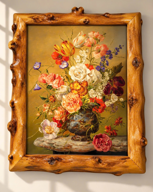 Timeless Bloom – Coffee Wood Floral Wall Art 50×60 cm | HH HOME DECOR