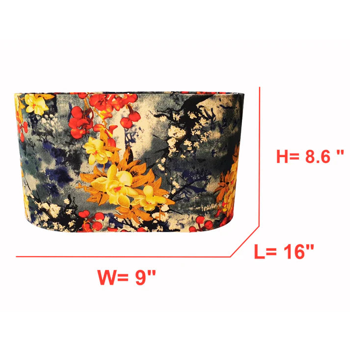 CD140-H 8.6" X L 16" X W9"; Oval Lamp Shade; Handmade Lamp Shades, Lamp shade for table lamp; Vintage Lamp Shade; Fabric lamp Shade.