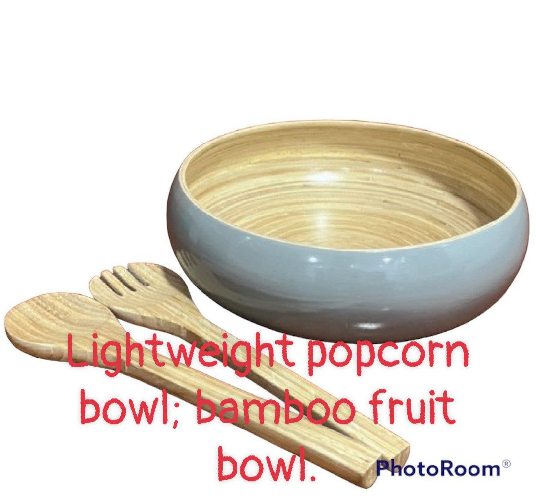 CT01-Lightweight Bamboo Popcorn Bowl, Bamboo Salat Bowl, Bamboo Fruit Bowl.