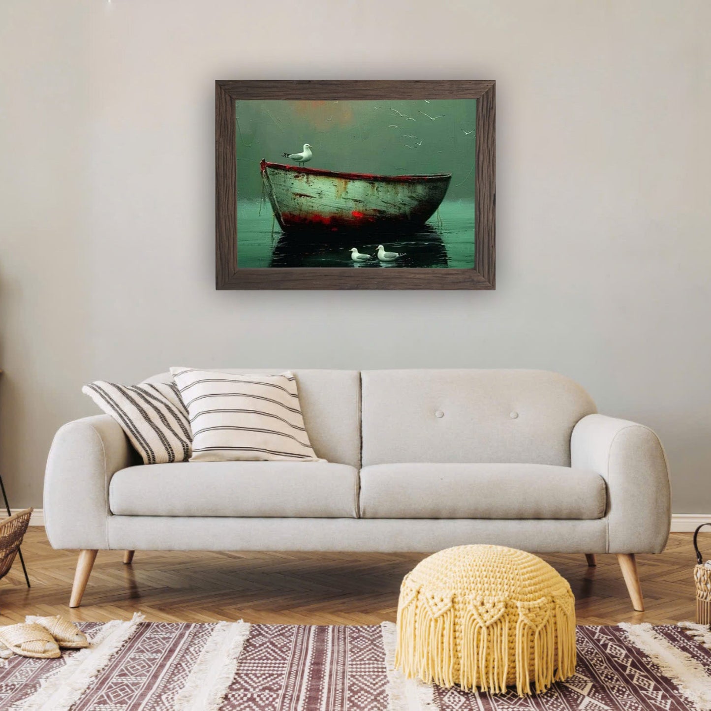 Canvas painting; Canvas painting of bird; Wood Picture Frame ; TRI115; Hanging Picture Frame.