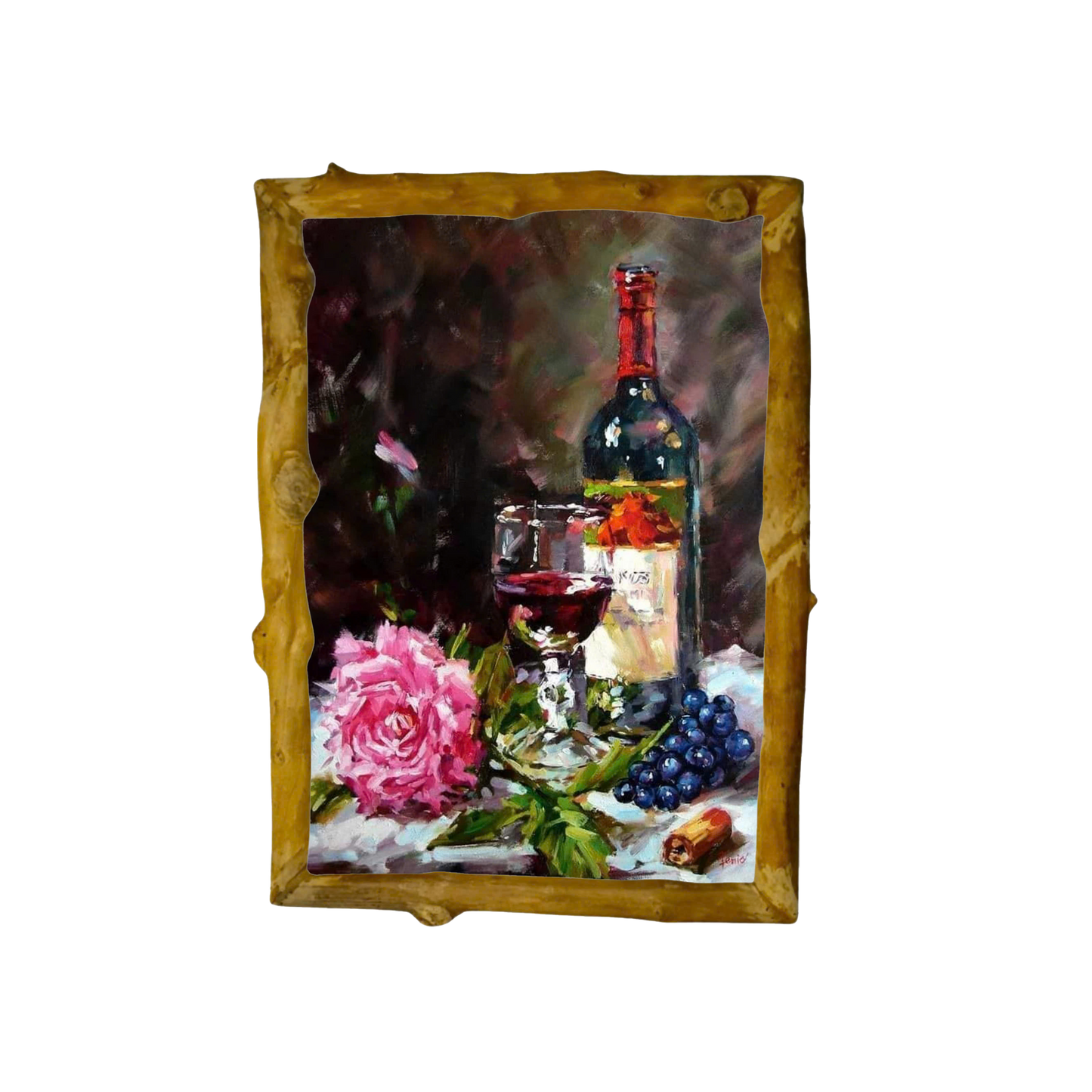 THE OIL PAINTING WITH NATURAL WOODEN , ART WORK , HOMEDECOR , HANDMADE GIFTS ( TR27/HH ) TRI 27