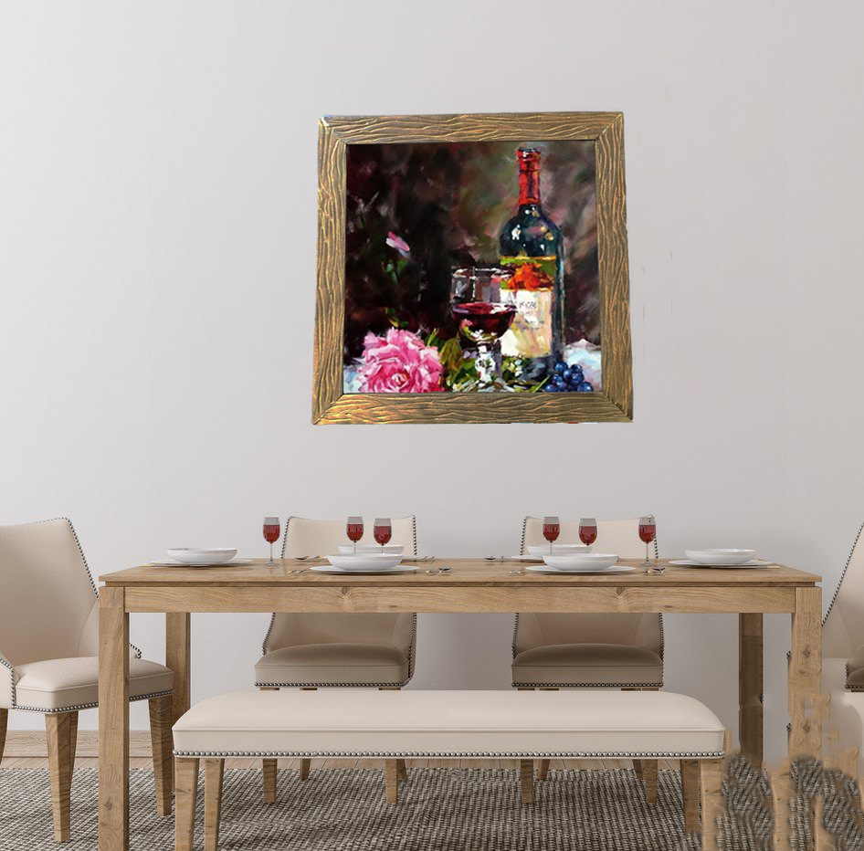 THE OIL PAINTING WITH NATURAL WOODEN , ART WORK , HOMEDECOR , HANDMADE GIFTS ( TR27/HH ) TRI 27