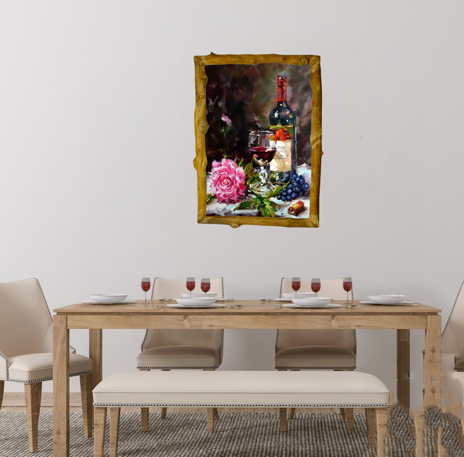 THE OIL PAINTING WITH NATURAL WOODEN , ART WORK , HOMEDECOR , HANDMADE GIFTS ( TR27/HH ) TRI 27