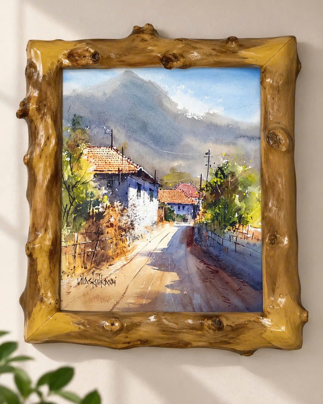 Village Morning – Coffee Wood Wall Art 50×60 cm | HH HOME DECOR