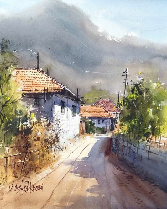Village Morning – Coffee Wood Wall Art 50×60 cm | HH HOME DECOR