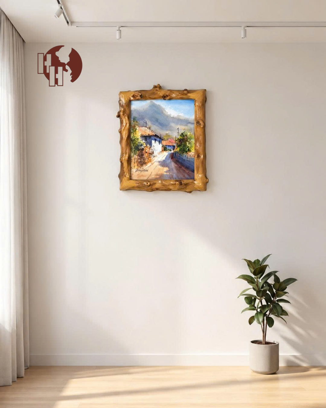 Village Morning – Coffee Wood Wall Art 50×60 cm | HH HOME DECOR