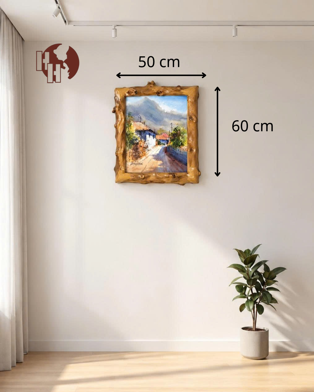 Village Morning – Coffee Wood Wall Art 50×60 cm | HH HOME DECOR