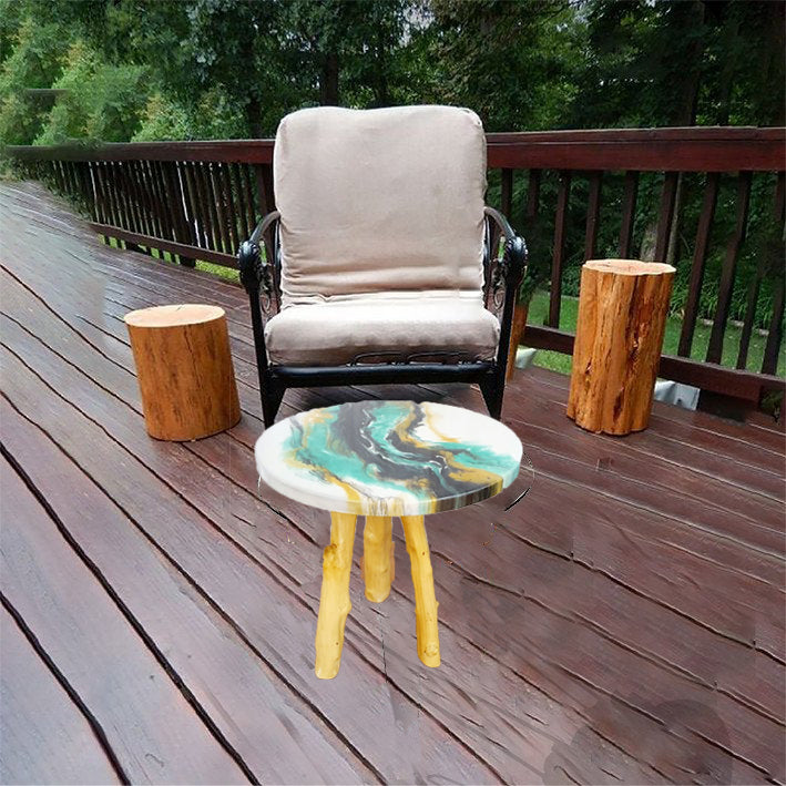 B12; Epoxy coffee table; Art Resin Table;Custom Made Resin and Drift Wooden Coffee Table, Epoxy Table Round , Resin table, Epoxy end table.