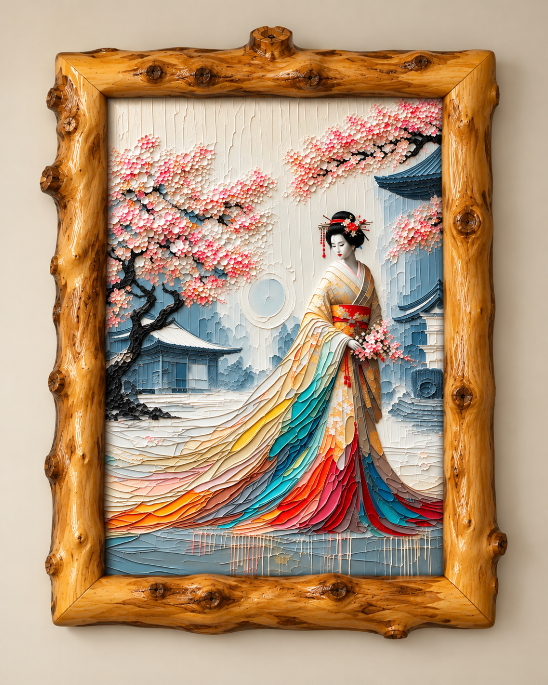 Sakura Elegance – Coffee Wood Wall Art 50×60 cm | HH HOME DECOR