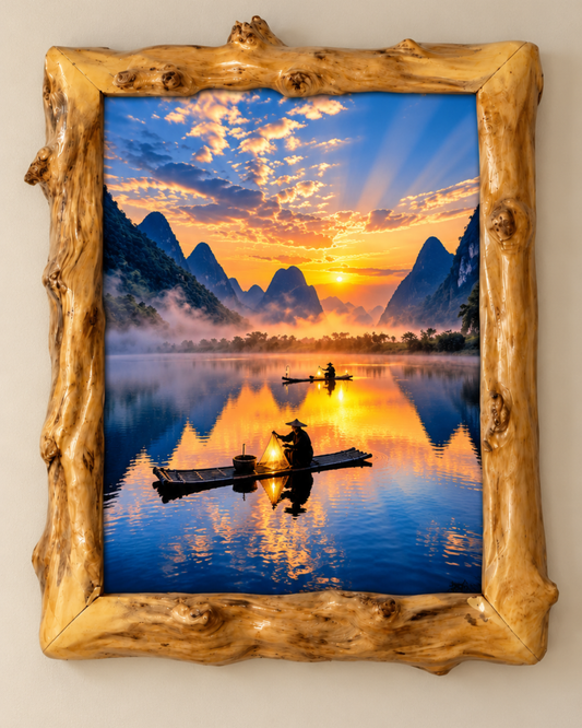 Golden Serenity – Coffee Wood Wall Art 50×60 cm | HH HOME DECOR