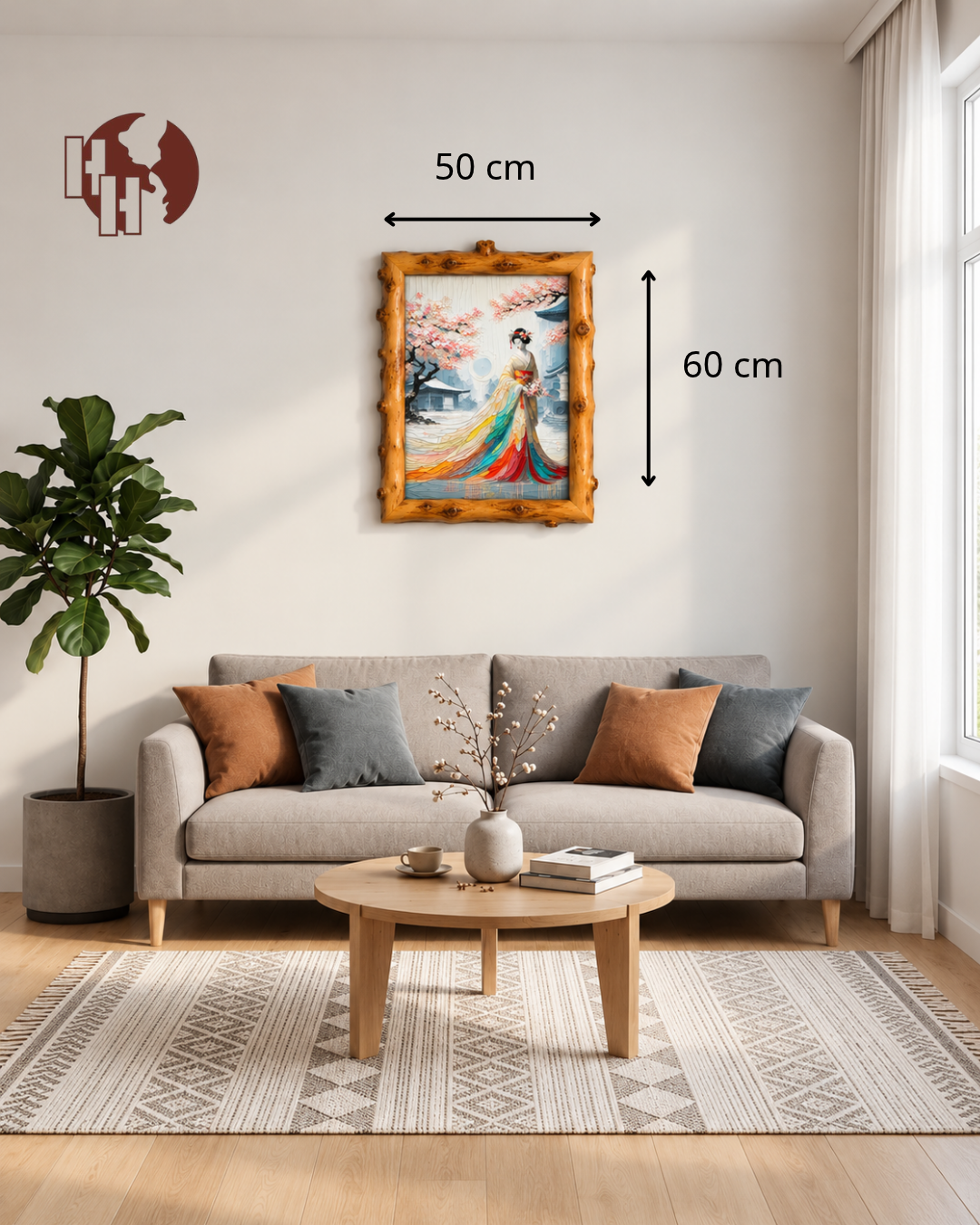 Sakura Elegance – Coffee Wood Wall Art 50×60 cm | HH HOME DECOR