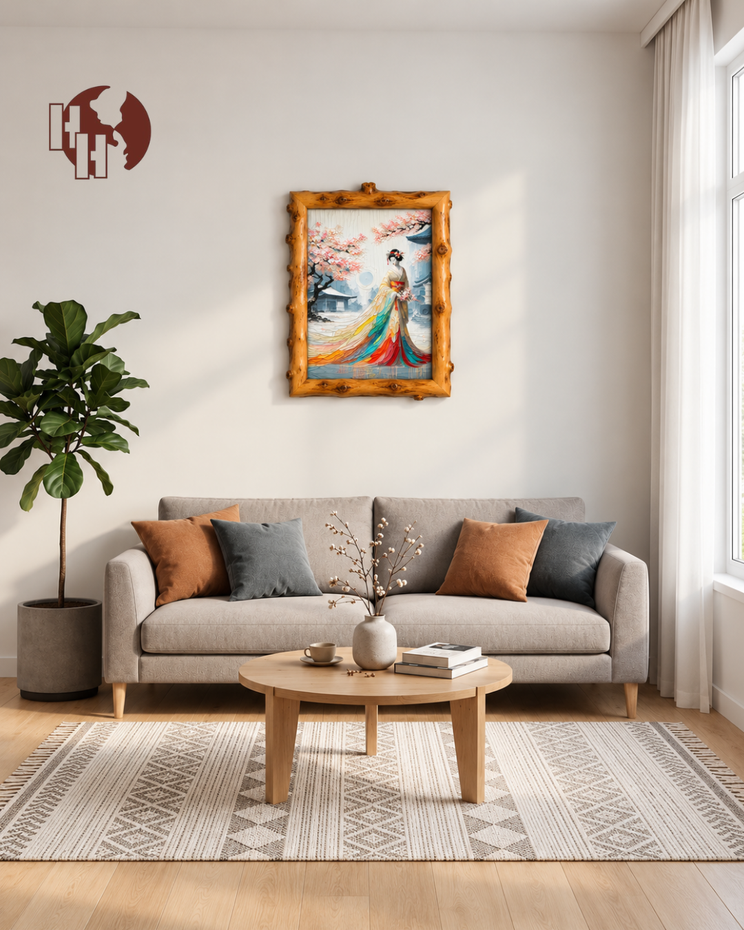 Sakura Elegance – Coffee Wood Wall Art 50×60 cm | HH HOME DECOR