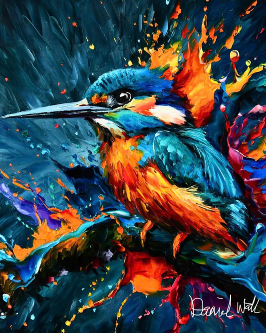 Kingfisher in Colors – Coffee Wood Wall Art 50×60 cm | HH HOME DECOR