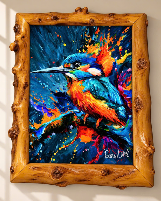Kingfisher in Colors – Coffee Wood Wall Art 50×60 cm | HH HOME DECOR