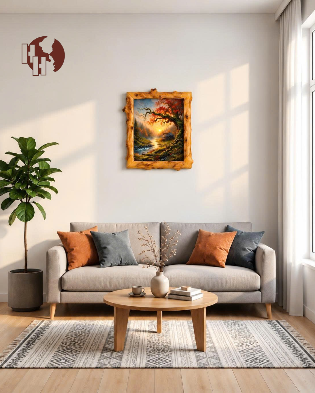 Sunset Haven – Coffee Wood Wall Art 50×60 cm | HH HOME DECOR