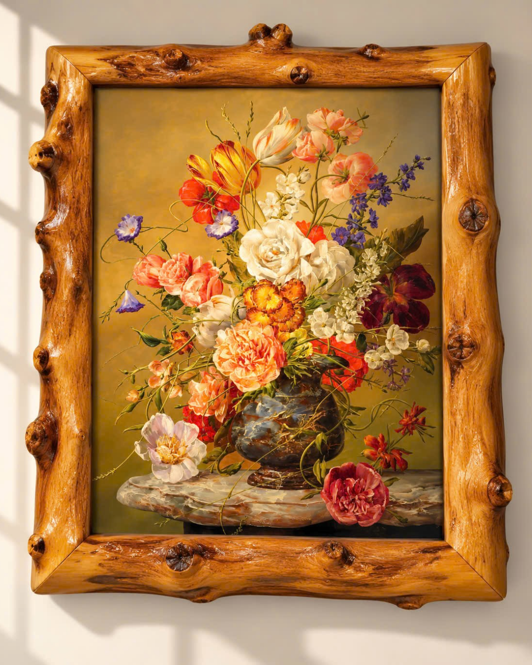 Timeless Bloom – Coffee Wood Floral Wall Art 50×60 cm | HH HOME DECOR