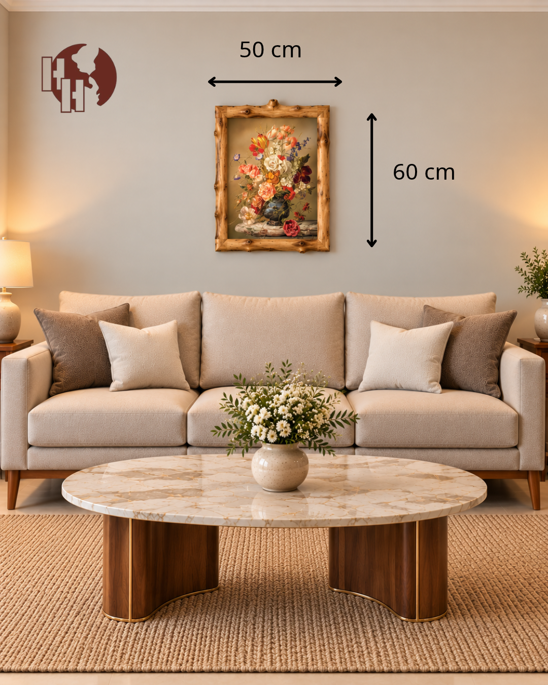 Timeless Bloom – Coffee Wood Floral Wall Art 50×60 cm | HH HOME DECOR