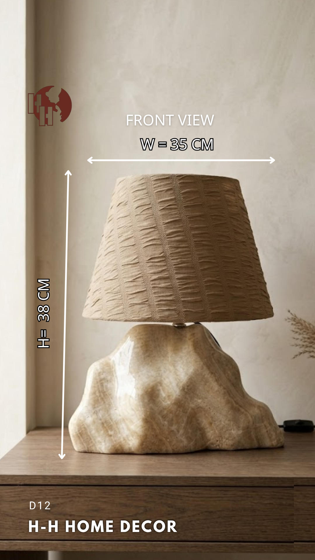[D12] Natural Sculptural Onyx Table Lamp with Pleated Shade