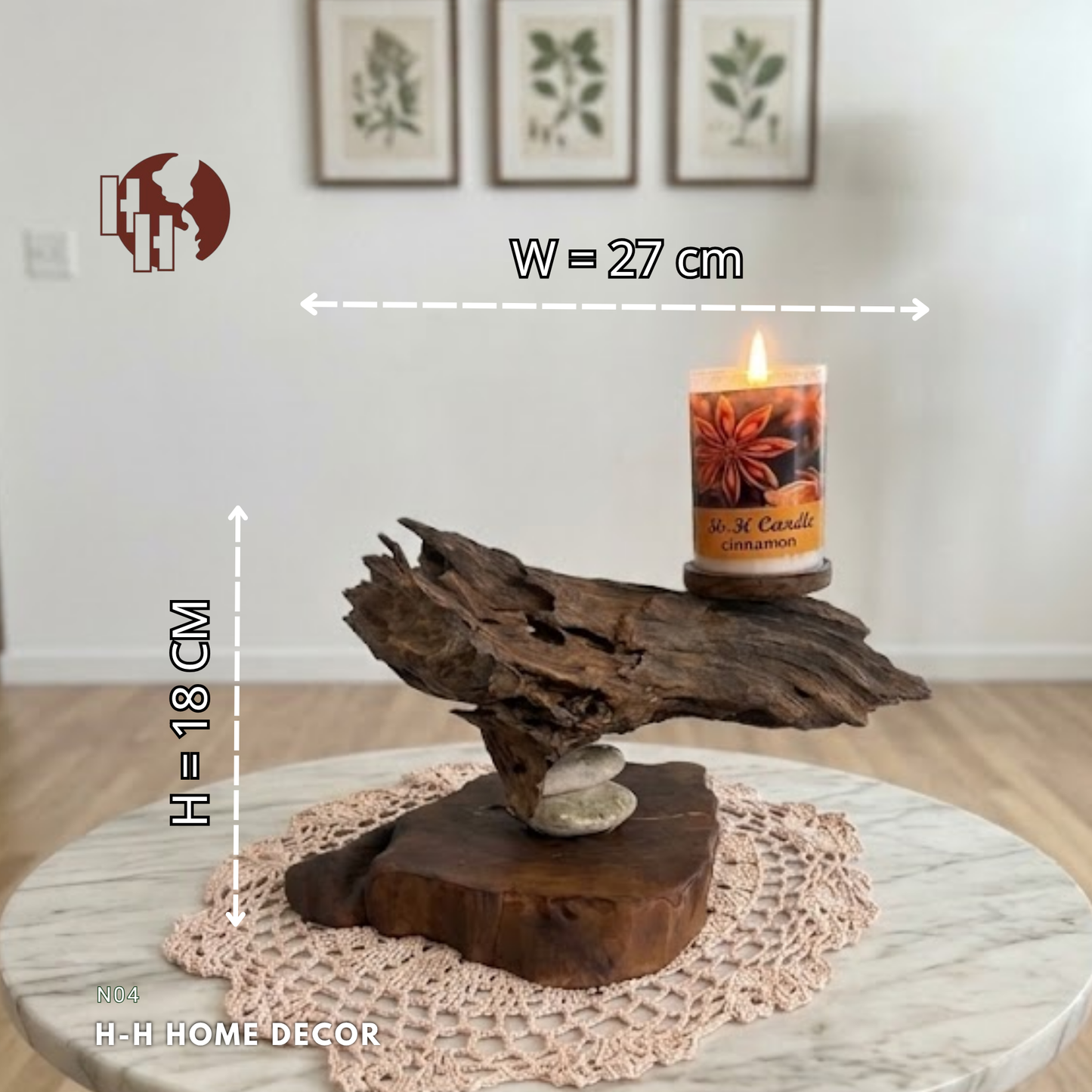 [N04] Natural Driftwood Candle Holder & Stand