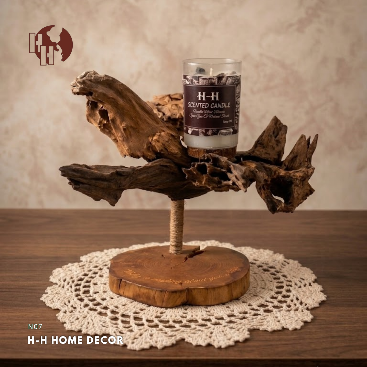 [N07] Driftwood Love Note Candle Holder