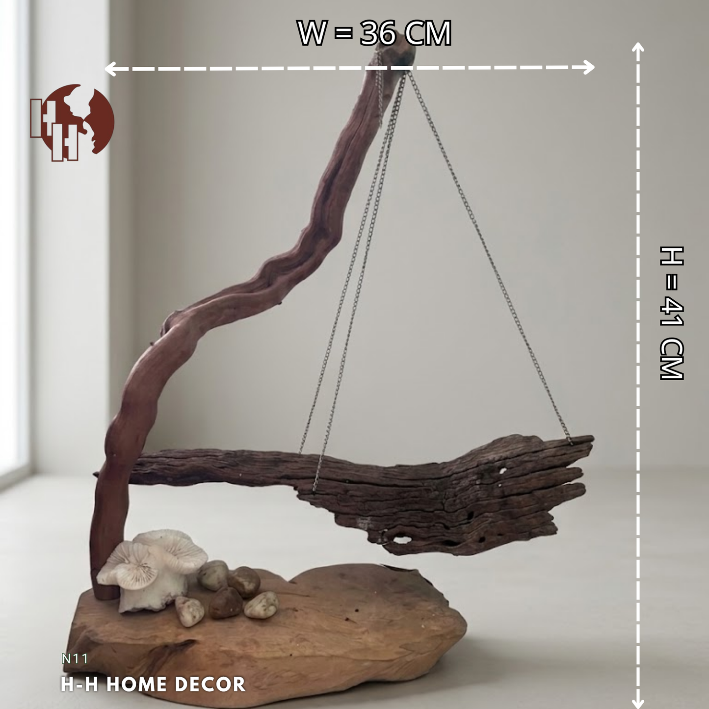 [N11] Natural Rustic Driftwood Hanging Candle Stand