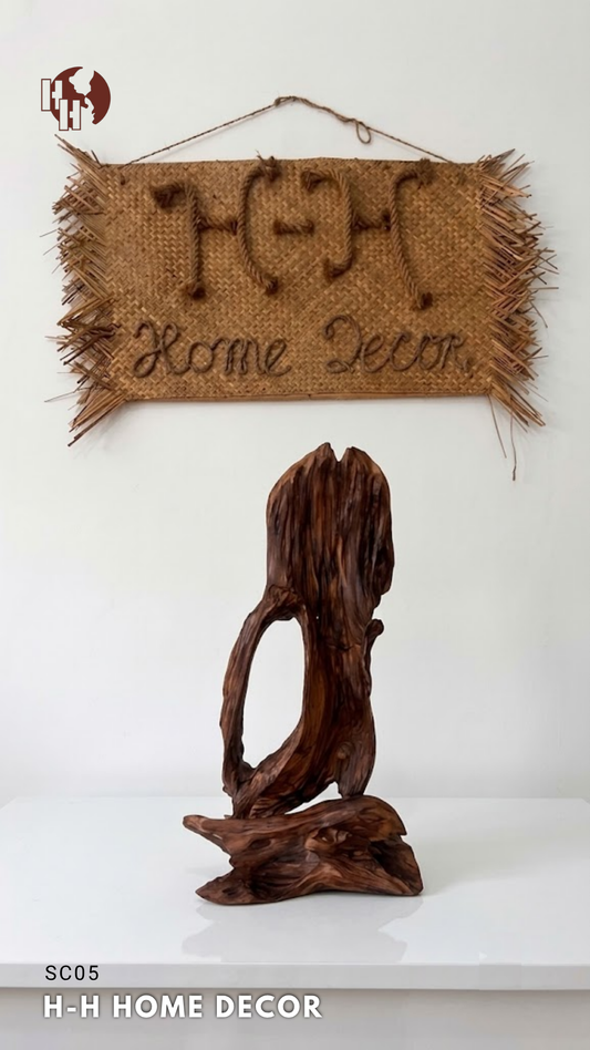 [SC05] Natural Abstract Wooden Sculpture – Rustic Tabletop Decor