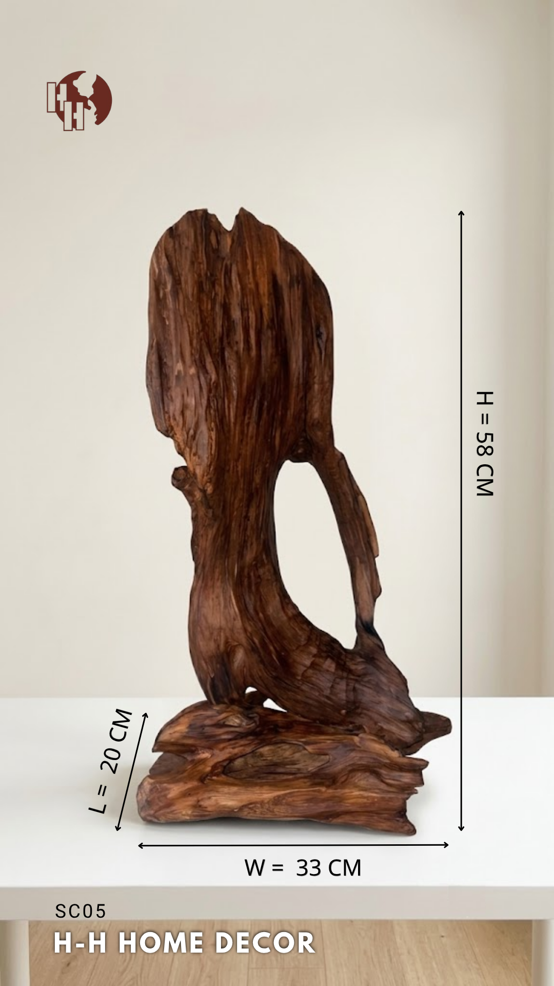 [SC05] Natural Abstract Wooden Sculpture – Rustic Tabletop Decor