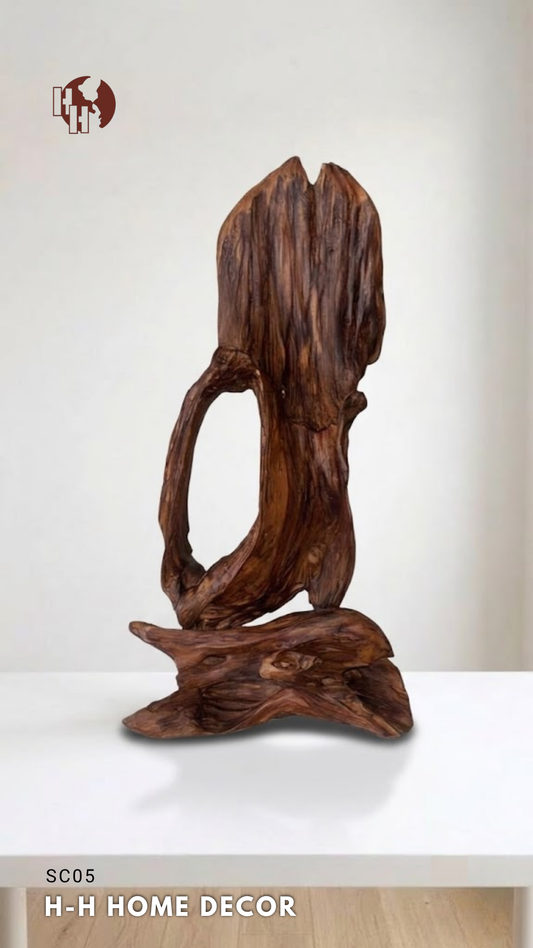 [SC05] Natural Abstract Wooden Sculpture – Rustic Tabletop Decor