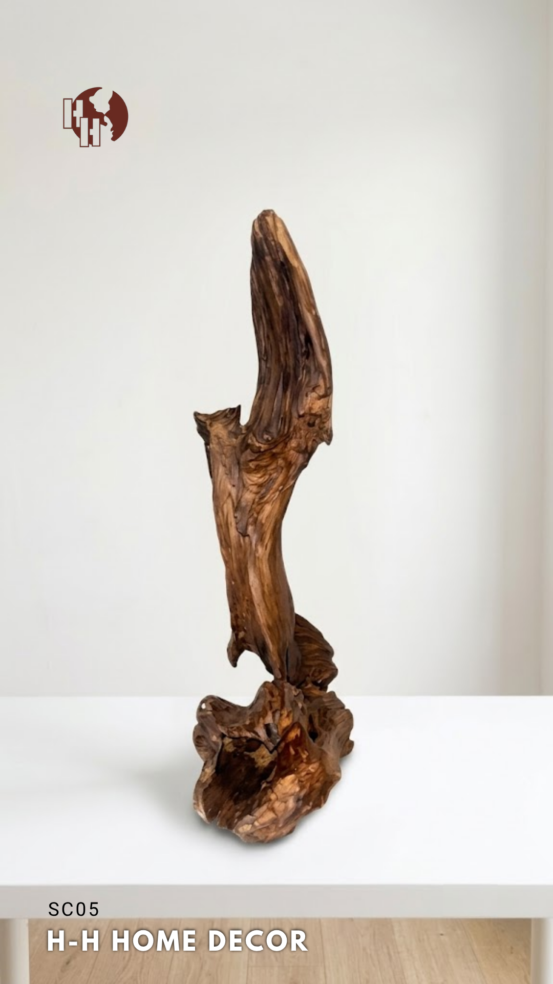 [SC05] Natural Abstract Wooden Sculpture – Rustic Tabletop Decor