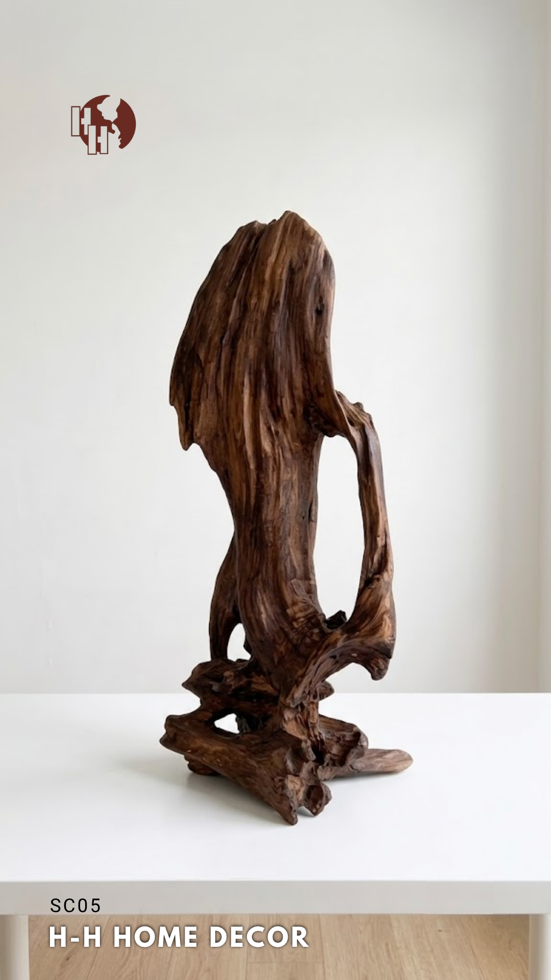 [SC05] Natural Abstract Wooden Sculpture – Rustic Tabletop Decor