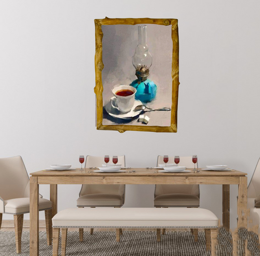 THE OIL PAINTING WITH WOODEN FRMAES , ARTWORK , HANDMADE GIFTS , HOM DECOR  ( TR 398 / HH )