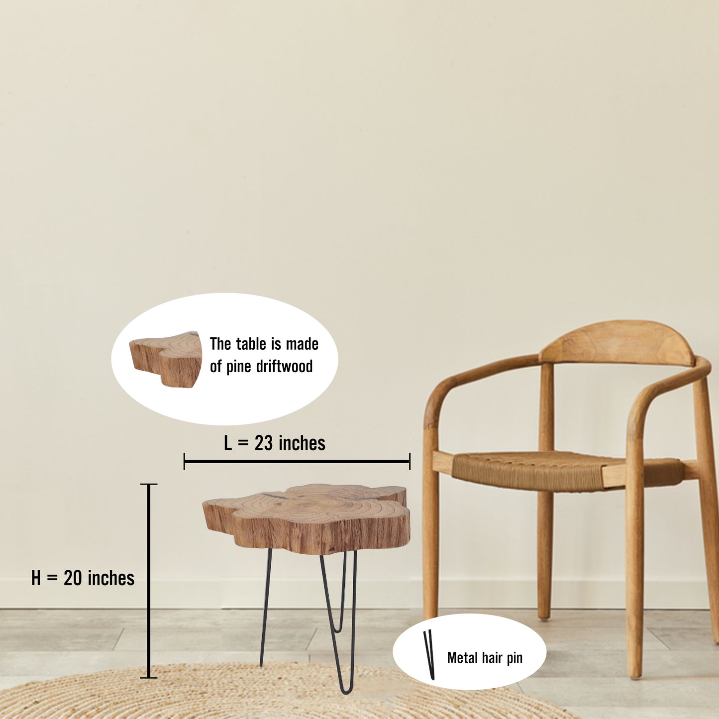 wooden table, driftwood table, interior decoration BG25
