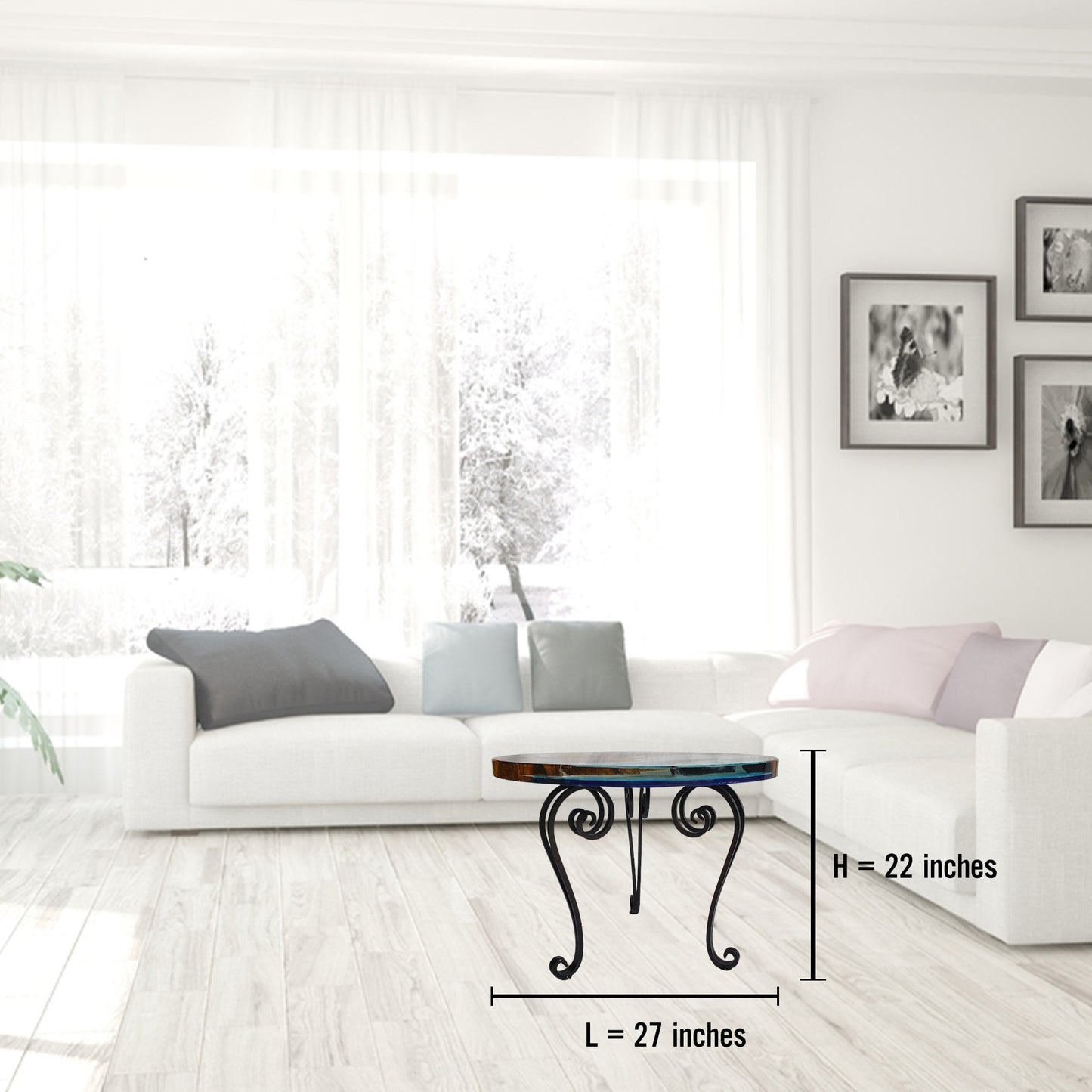 Epoxy coffee table B245, Oval style