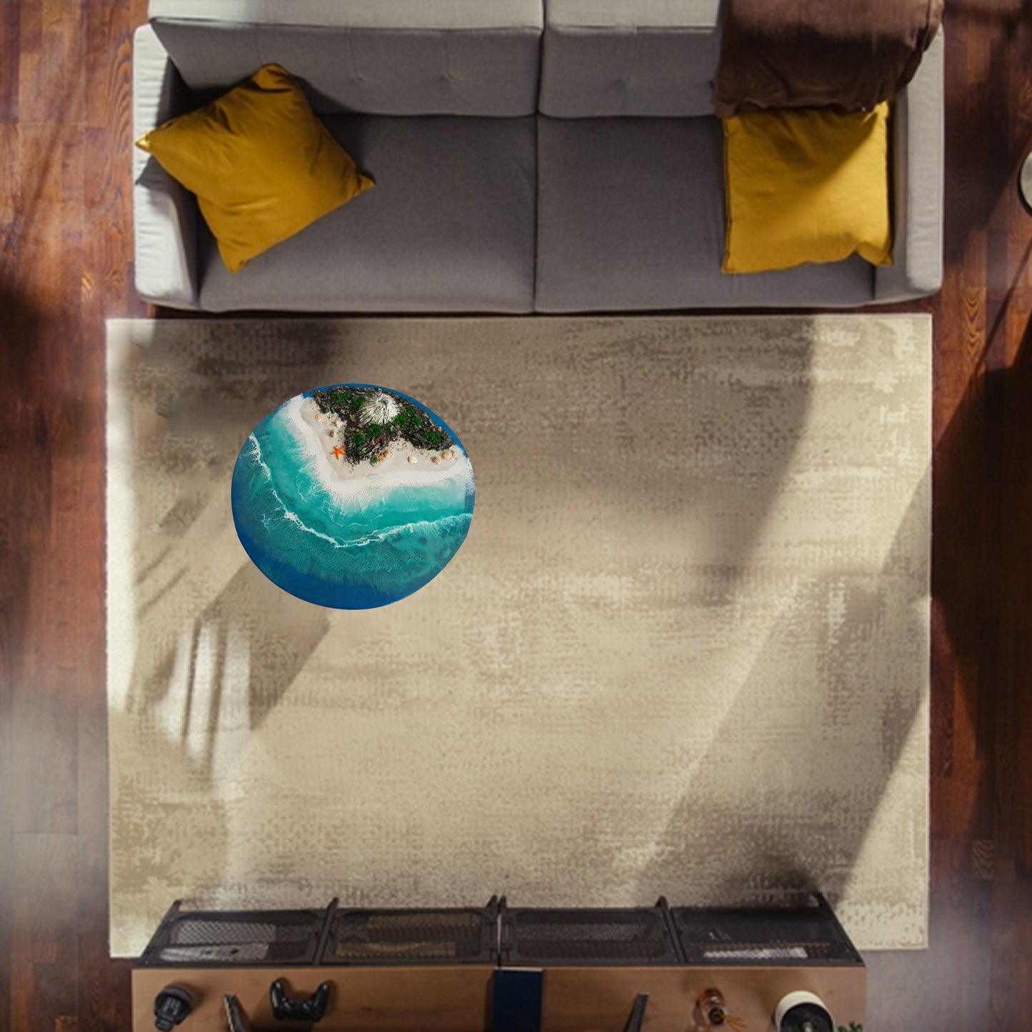 Epoxy coffee table ;B246; "VOLCANO ISLAND" Table.