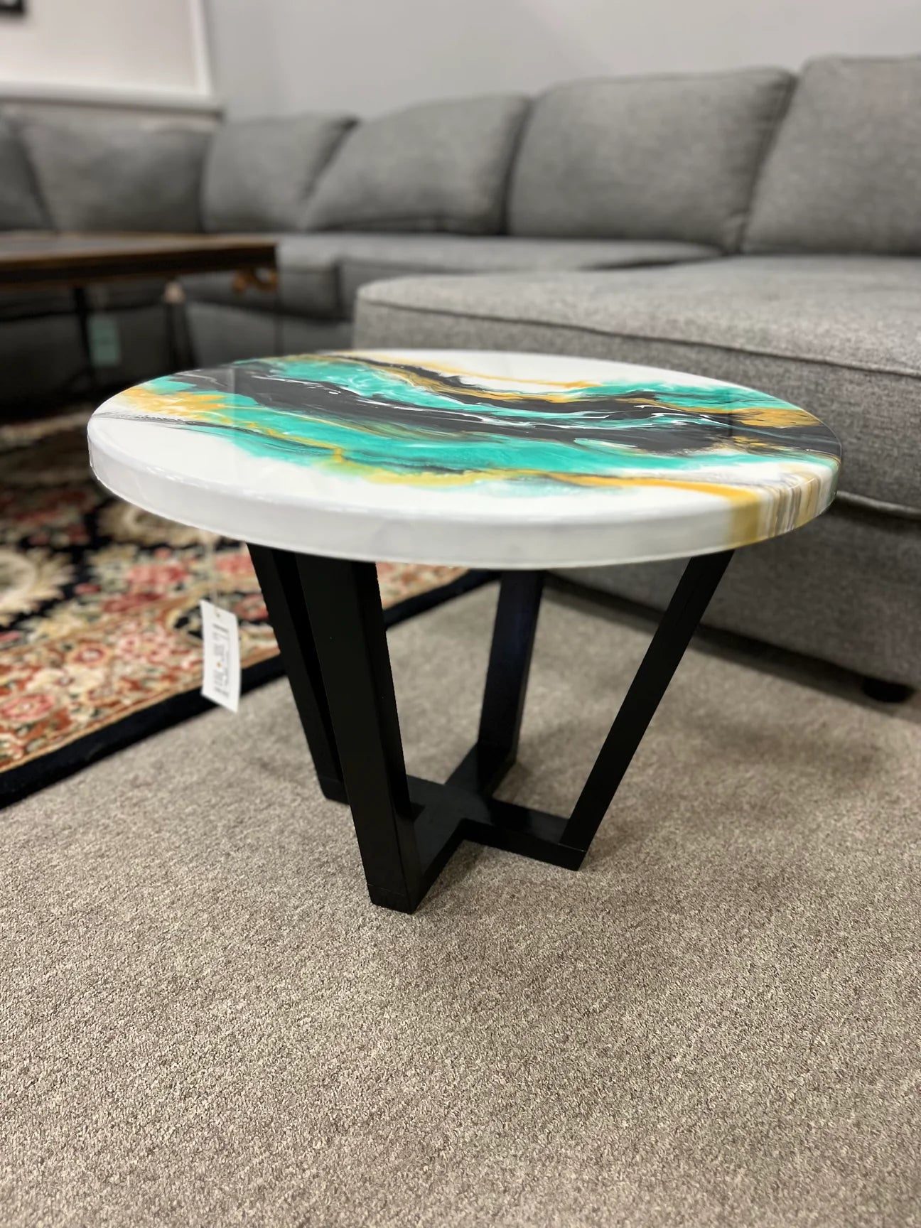 B12; Epoxy coffee table; Art Resin Table;Custom Made Resin and Drift Wooden Coffee Table, Epoxy Table Round , Resin table, Epoxy end table.