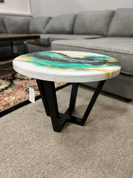 B12; Epoxy coffee table; Art Resin Table;Custom Made Resin and Drift Wooden Coffee Table, Epoxy Table Round , Resin table, Epoxy end table.