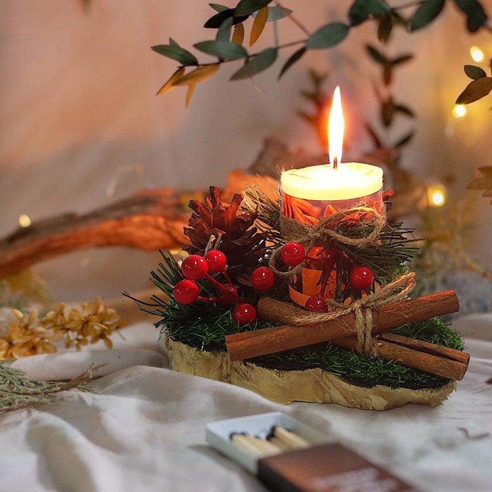 DN247-Christmas candle holder . Unique gift for Noel , Handmade scented candle holder , Gift for her , Christmas gift.