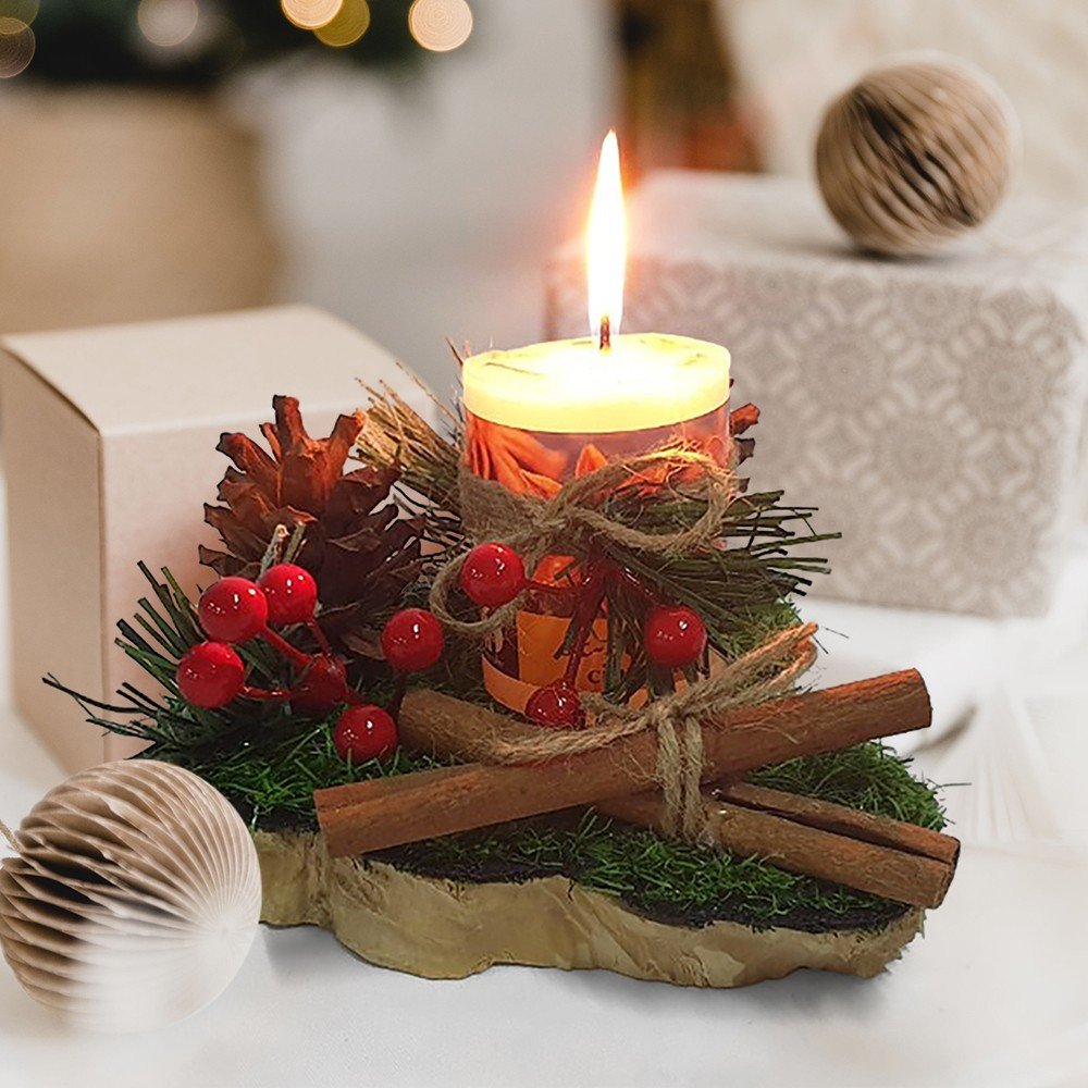 DN247-Christmas candle holder . Unique gift for Noel , Handmade scented candle holder , Gift for her , Christmas gift.