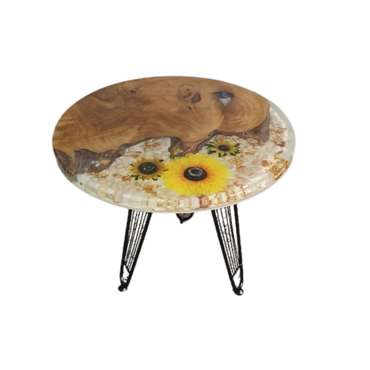 B258; Epoxy coffee table; Art Resin Table;Custom Made Resin and Drift Wooden Coffee Table, Epoxy Table Round , Resin table, Epoxy end table.
