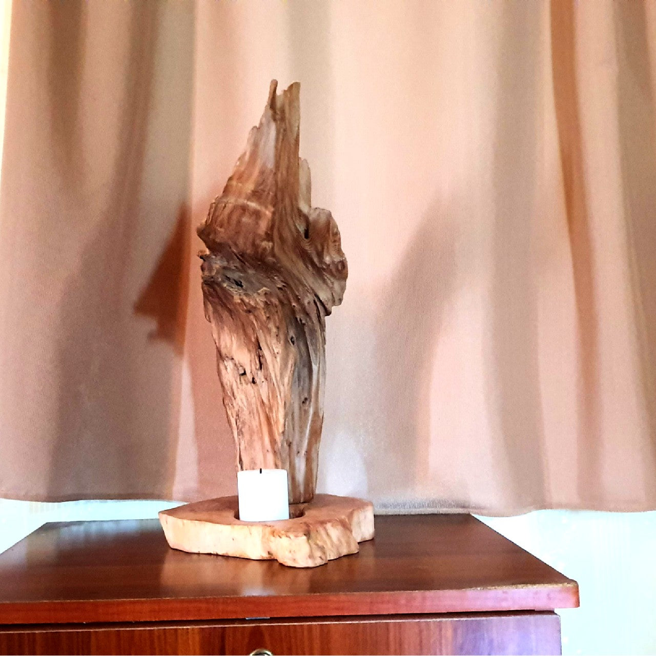 Driftwood Sculpture 3 in 1 , candle holder , bed light , table lamp , special gift for her